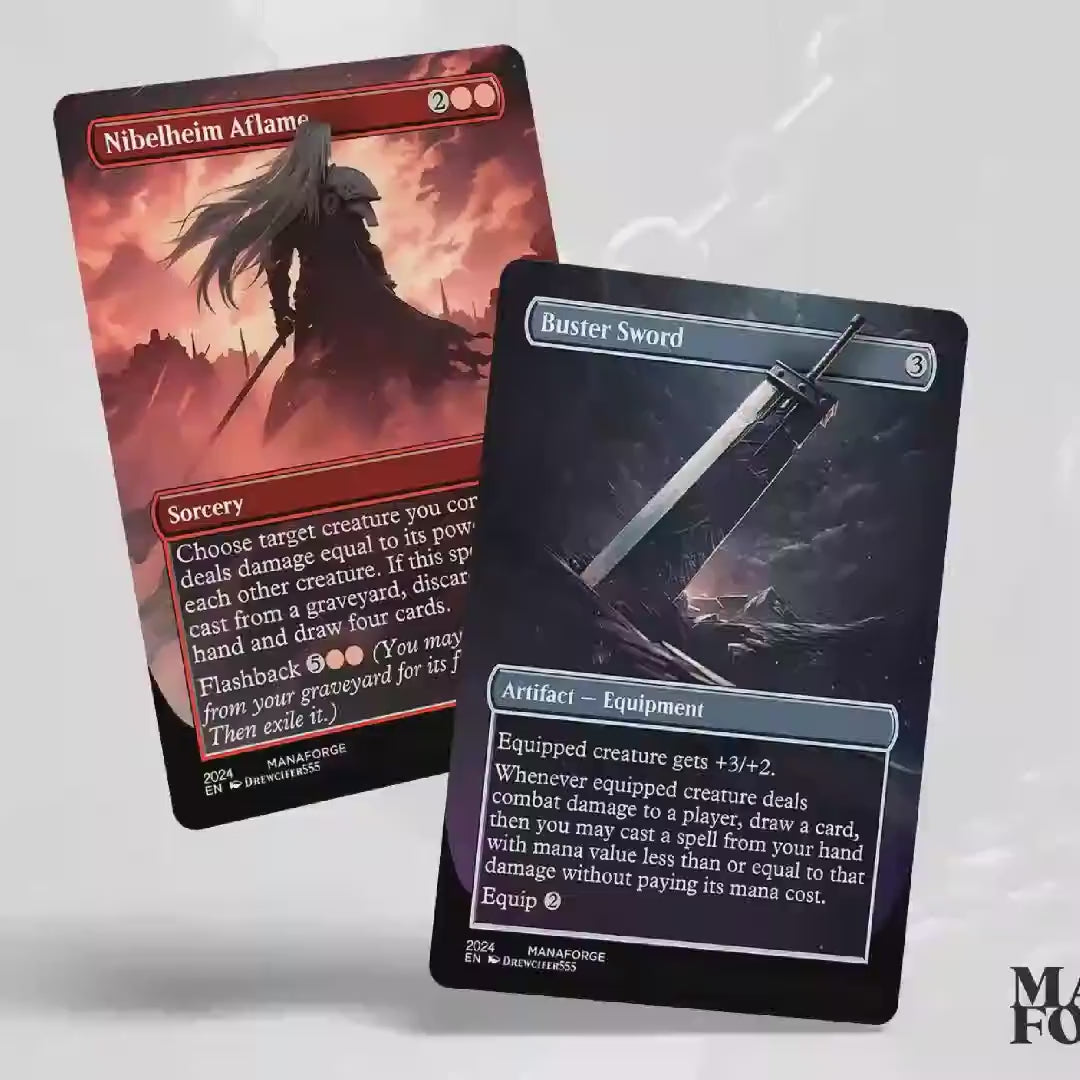 Final Fantasy Borderless Staples – Volume I | Full-Art MTG Proxy Set Foil & Non-Foil Cloud Tifa, Aerith, and Vivi