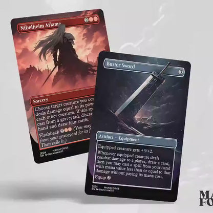 Final Fantasy Borderless Staples – Volume I | Full-Art MTG Proxy Set Foil & Non-Foil Cloud Tifa, Aerith, and Vivi